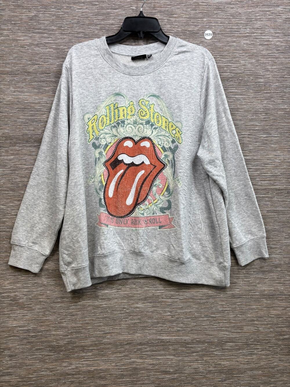 The Rolling Stones Lightweight Crewneck Sweatshirt Women’s 2X Gray Graphic Print